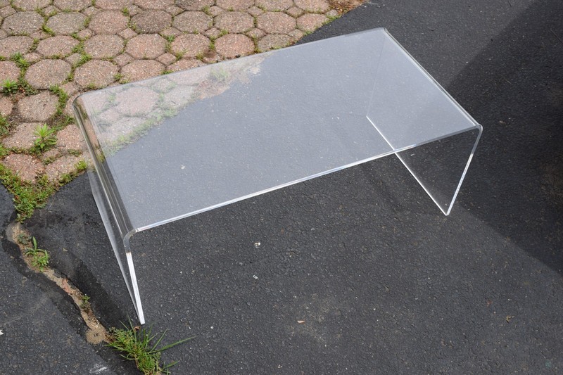 Vintage Lucite Acrylic Waterfall Coffee Table Clear Modern MCM Hollywood Regency