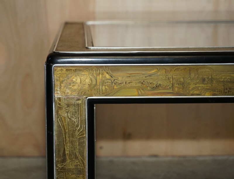 Mid-Century Modern Bernhard Rohne Mastercraft Acid Etched Drinks Coffee Table gallery