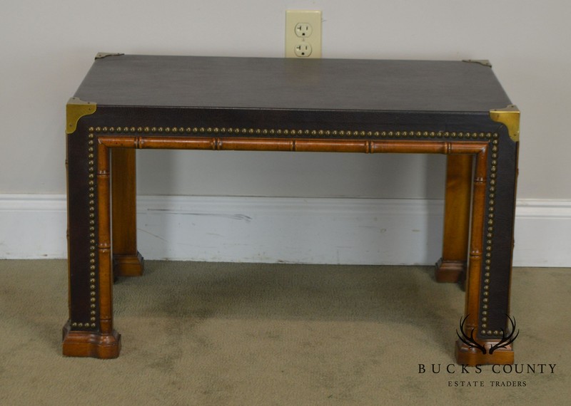 Drexel ET Cetera Vintage Faux Bamboo Leather Wrapped Parsons Coffee/Side Table gallery