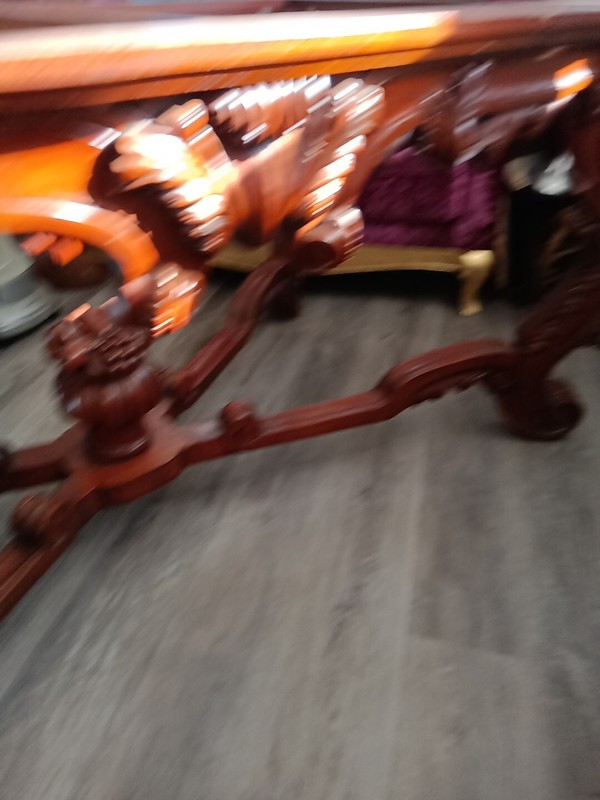 Antique Hand Carved Solid Wood Magnificent Table Glass Granite Or Marble Is A... gallery