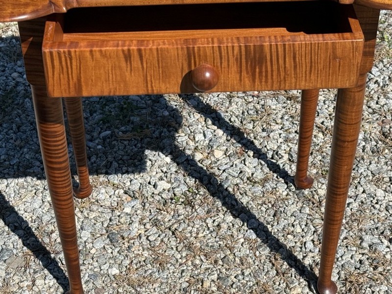 Vintage strong all over tiger maple table hand made by D. T. Guzwiller and Son gallery