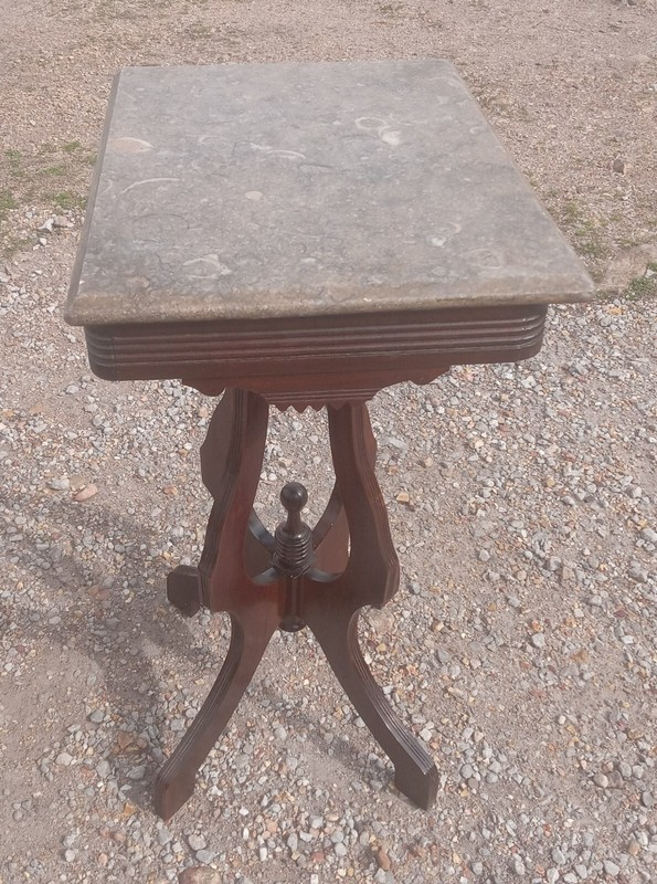 Mahogany Marble Top Center Table / Lamp Table (PRT149) gallery