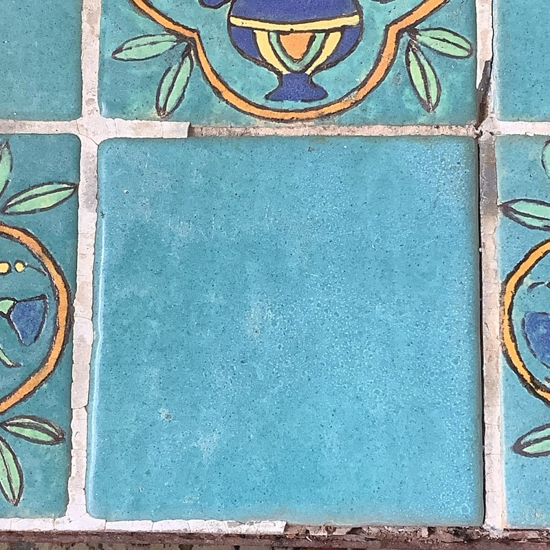 Vintage Wrought Iron Table Ceramic Painted Tiles, Project Piece As Is gallery
