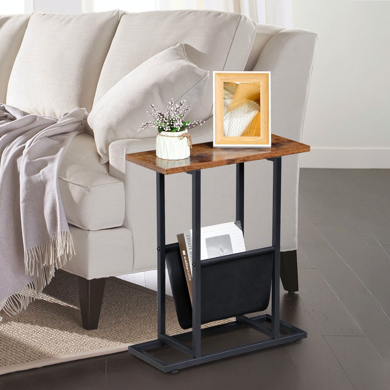 4PCS Small Narrow Side Table with Magazine Holder for Small Spaces Rustic Brown gallery