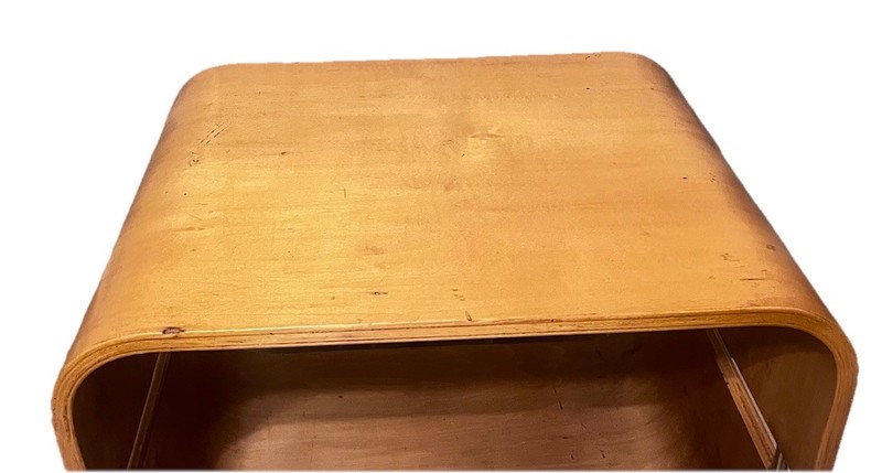Mid-Century Modern Danish Industrial Bentwood Style Rolling Cube End Table Stand gallery