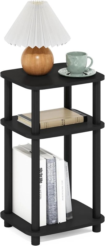 3-Tier End Table Round Corner Side Nightstand Open Shelf Bedroom Living Room