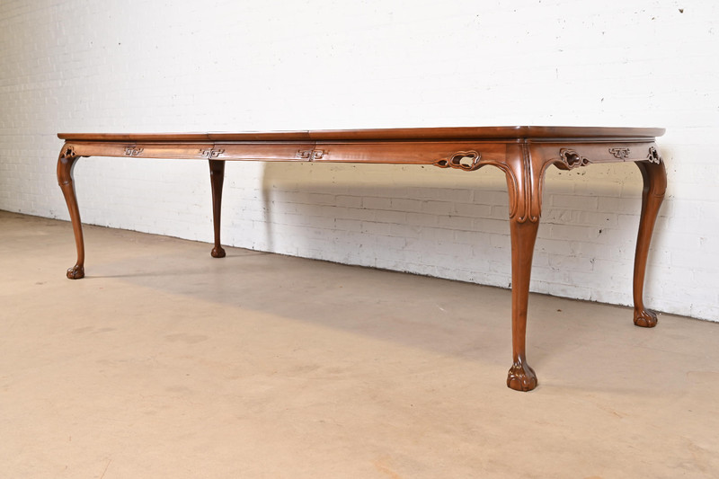 Drexel Heritage Hollywood Regency Chinoiserie Walnut Extension Dining Table gallery