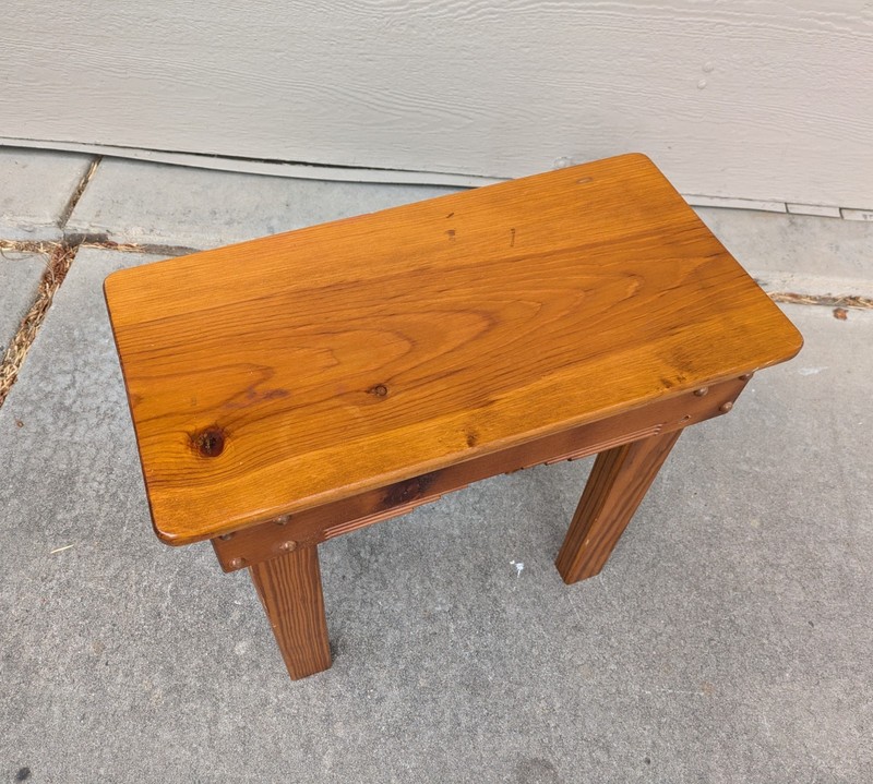 Vintage Rustic Country Farmhouse Primitive Small Wood Side Table D23 gallery