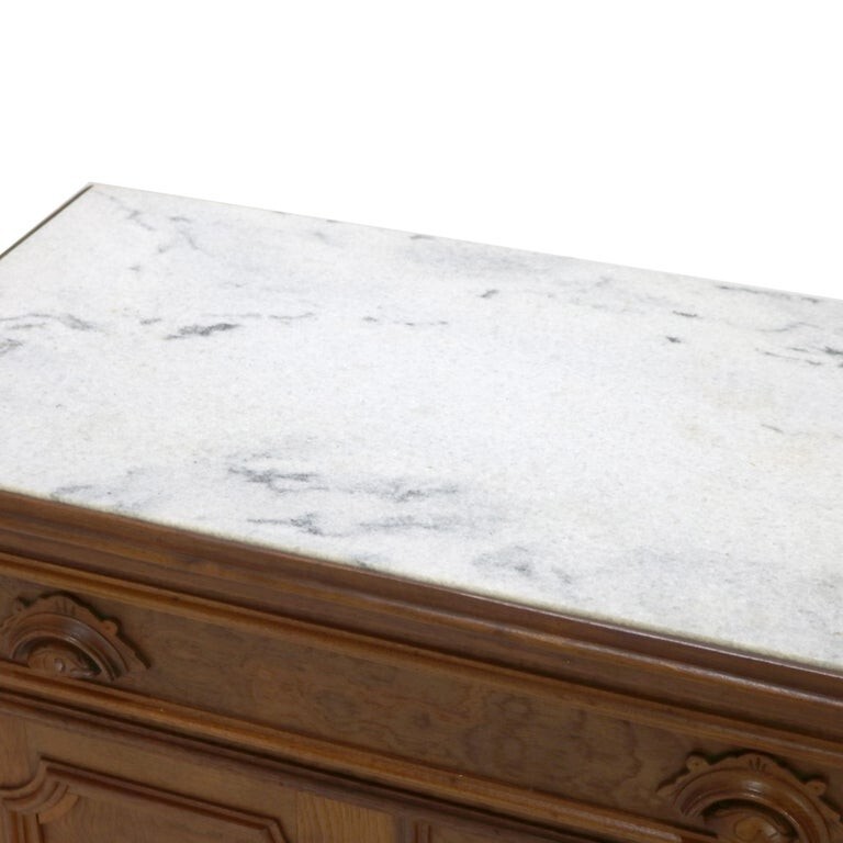 Antique Victorian Walnut & Burl Marble Top Commode C1890 gallery