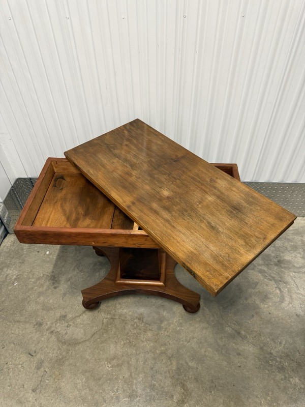 Vintage Mid Century Table With Swivel Top And Storage On Wheels gallery