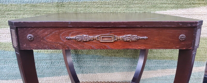 Early Antique Zangerle & Peterson Two-Tier Side occasional Table Brass Accents gallery