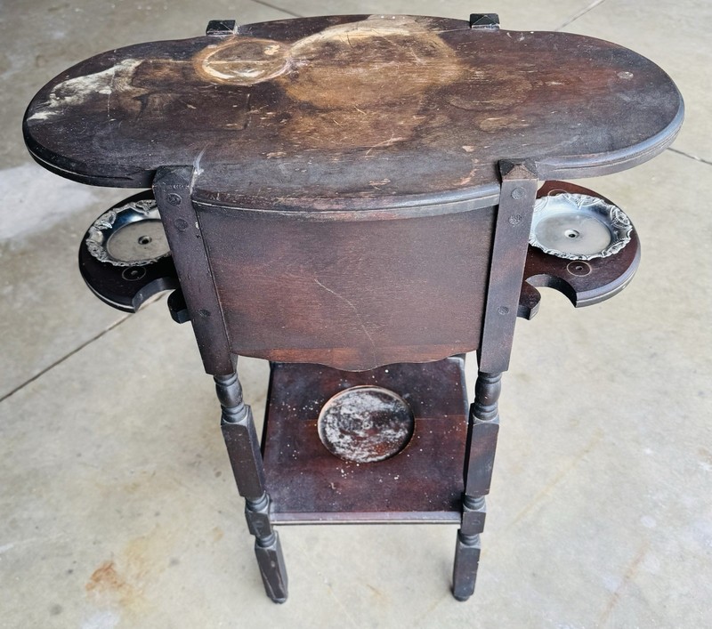 Early 1900s H.T. Cushman Mfg. #244 Smokers Table 20.5 W x 26 H x 12 D -No Stands