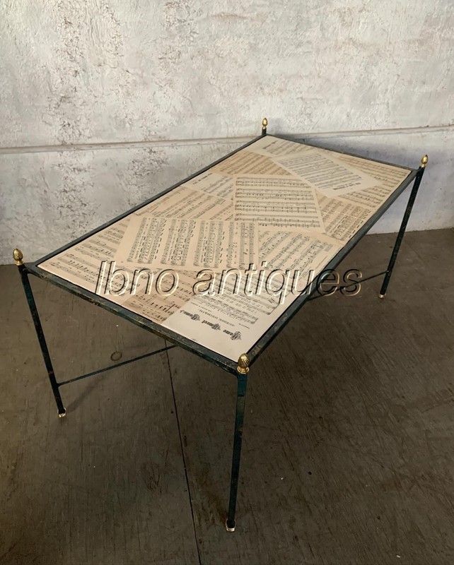 STEEL AND BRASS CUSTOM PATINA COFFEE OR SOFA TABLE. NEOCLASSICAL CHIC , L@@k!!