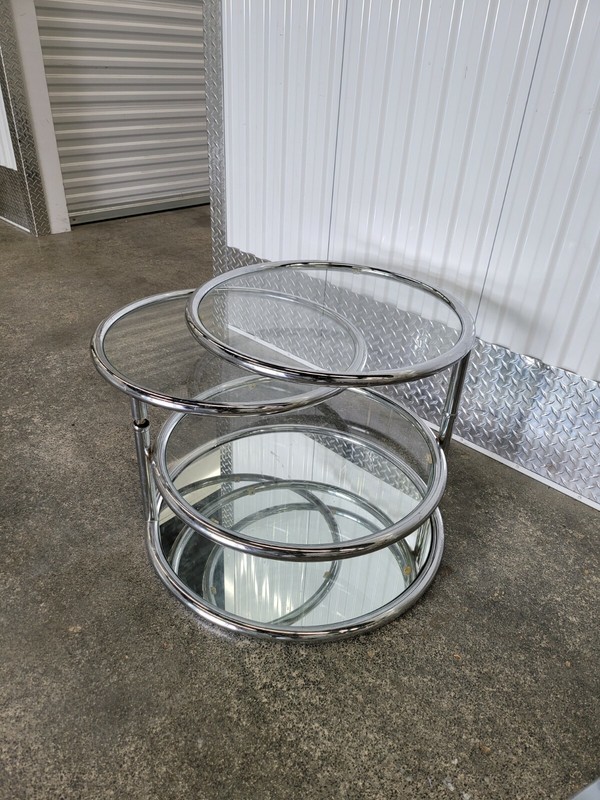 1970'S SPACE AGE CHROME ROUND SWIVEL FOUR TIER TABLE gallery