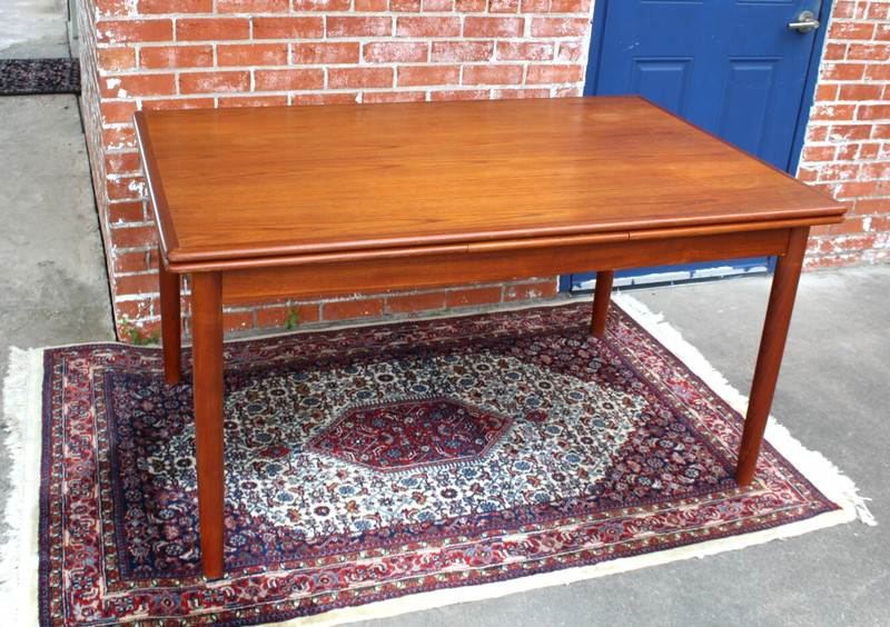 Mid Century Teak Draw Leaf Dining Table – Danish Modern Style Vintage Furniture gallery