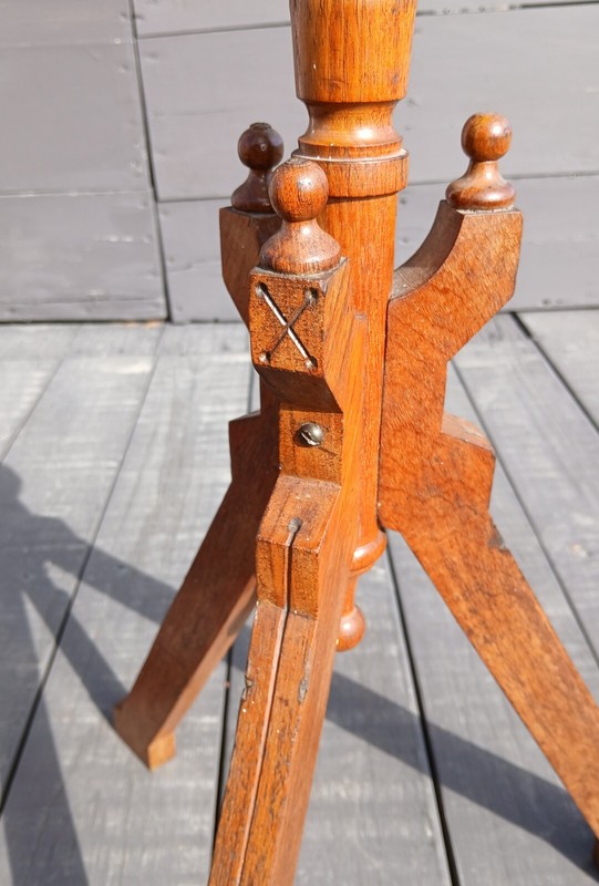 Antique Victorian Walnut Plant Stand with Shoe Feet 1890s Era gallery
