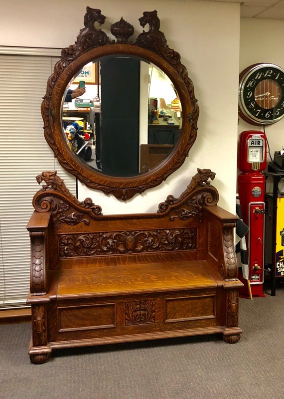 VICTORIAN HORNER GRIFFIN LIBRARY PARTNERS TABLE C.1880, QUARTER SAWN TIGER OAK gallery