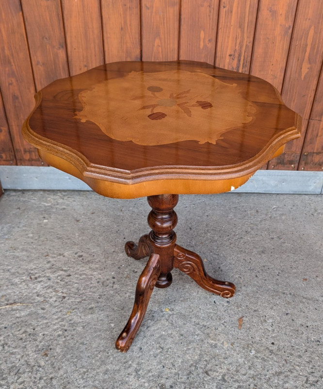 Vintage Flower Side Table 1960s Mid Century Wooden Table 4