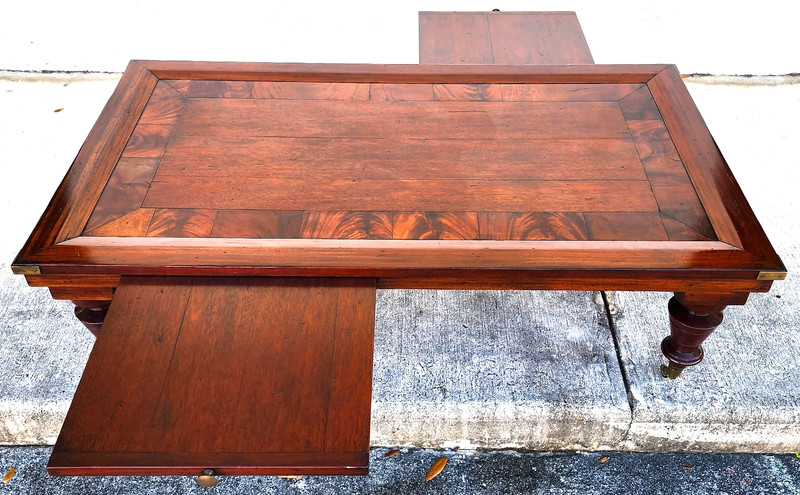 MCM Vintage Wood Inlay Extendable Coffee Table Rolling gallery