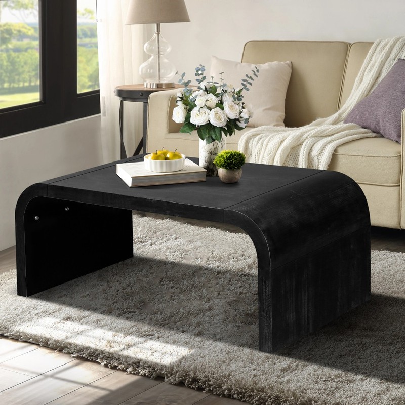 Farmhouse Vintage Crafts Coffee Table,Curved Art Deco Design, Easy Assembly