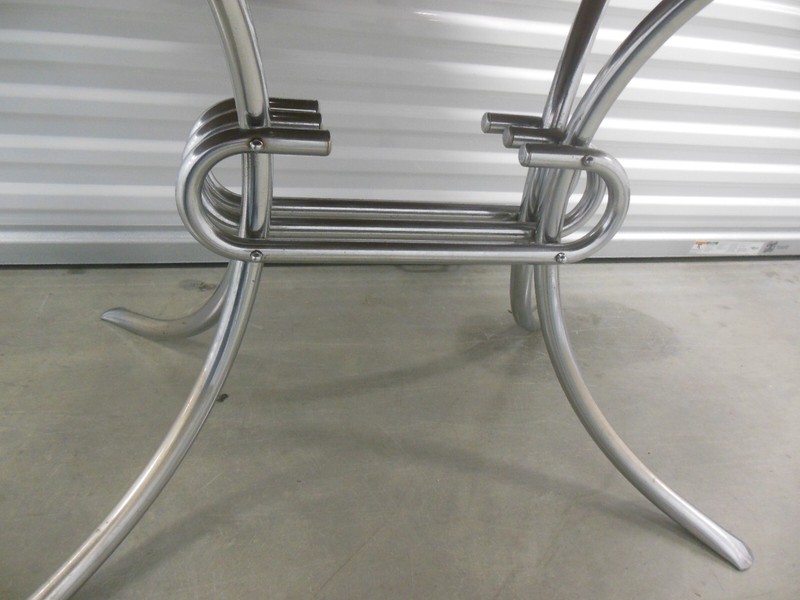 Vintage Chrome Formica Kitchen Dining Table Silver Grey Cracked Ice 50's MCM Mid gallery
