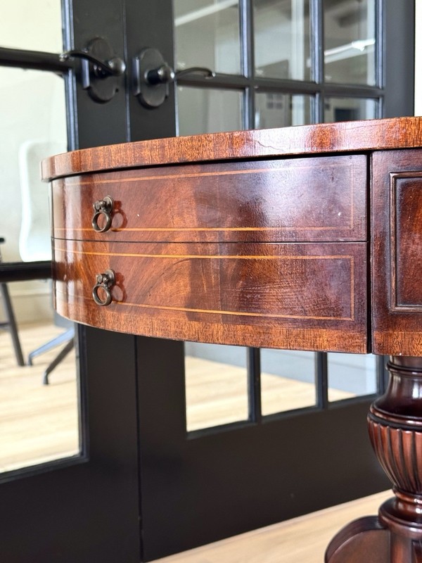 Stately Vintage Regency Drum Table – Rich Mahogany Finish gallery