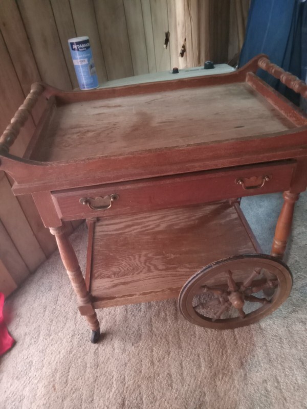 Antique Table Cart Tray Tea Bar Liquor Server Console End Side Vintage gallery