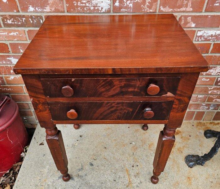 Antique Cherry End Table Plant Fern Stand Night Stand 2 Drawer