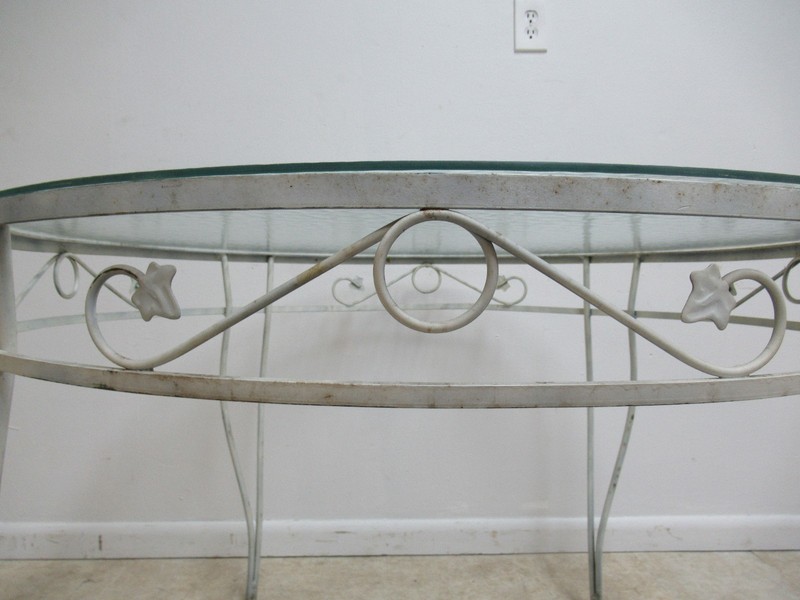 Vintage Round Outdoor Patio Porch Ivy Iron Dinette Dining Table gallery