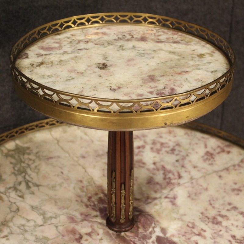 Side table wood marble bronze gueridon French furniture etagere 20th century gallery