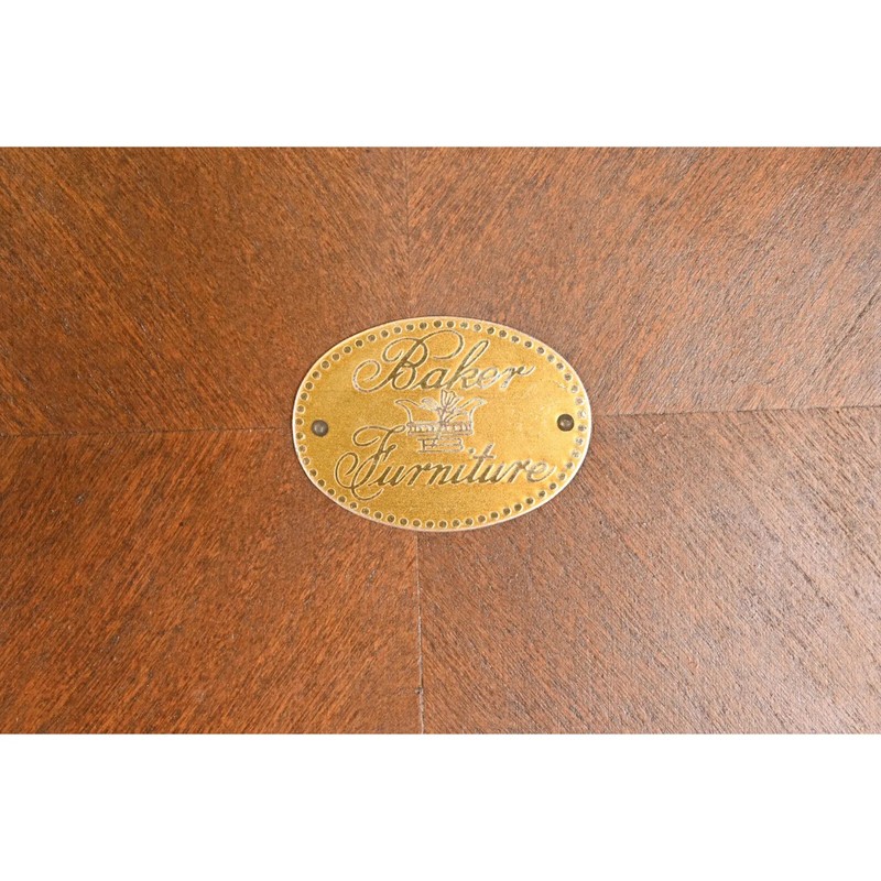 Baker Furniture Neoclassical Burled Walnut Tea Table, Circa 1960s gallery