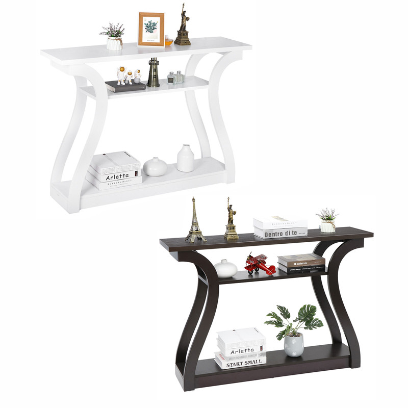 3-Tier 47″ Console Sofa Table with Curved Legs for Living Room Entryway Hallway