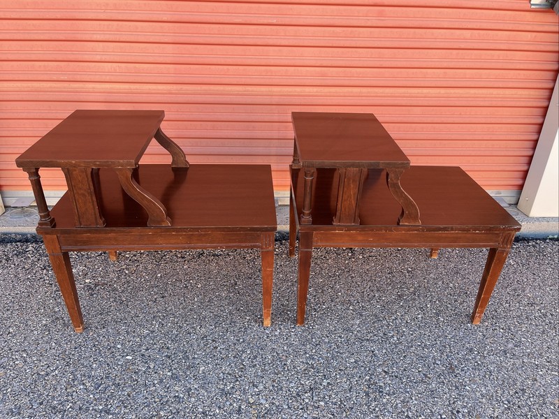 Pair Of Vintage Mersman End Table Genuine Mid Century Modern Tiered Step 2 Tier gallery
