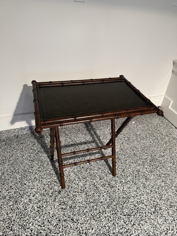 Antique Vintage Faux Bamboo Wood Butler Tray Table gallery