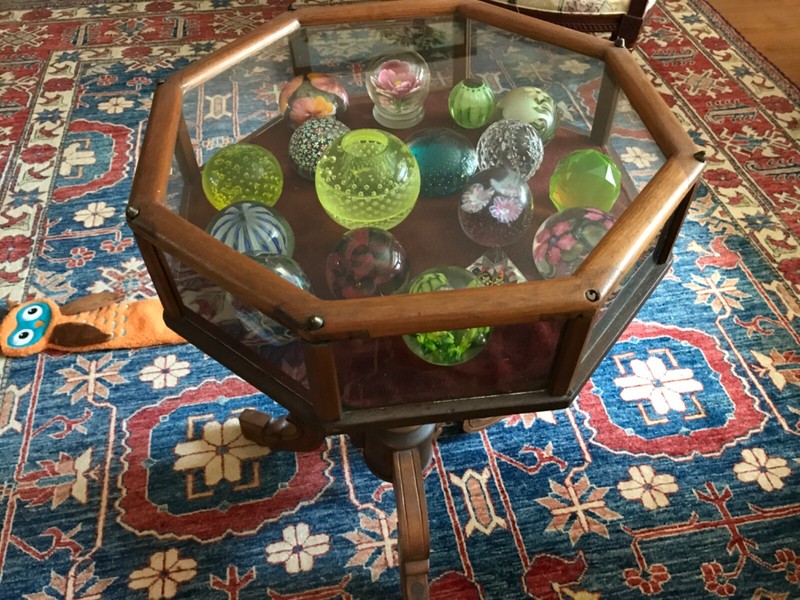 Rare Victorian Mahagany Vitrine 8 Sided Glass Display Table 29.5” Tall gallery