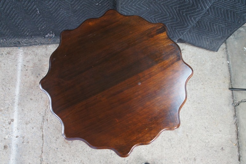 Antique Walnut Gothic Revival Scalloped Parlor Pedestal Center Table Stand gallery