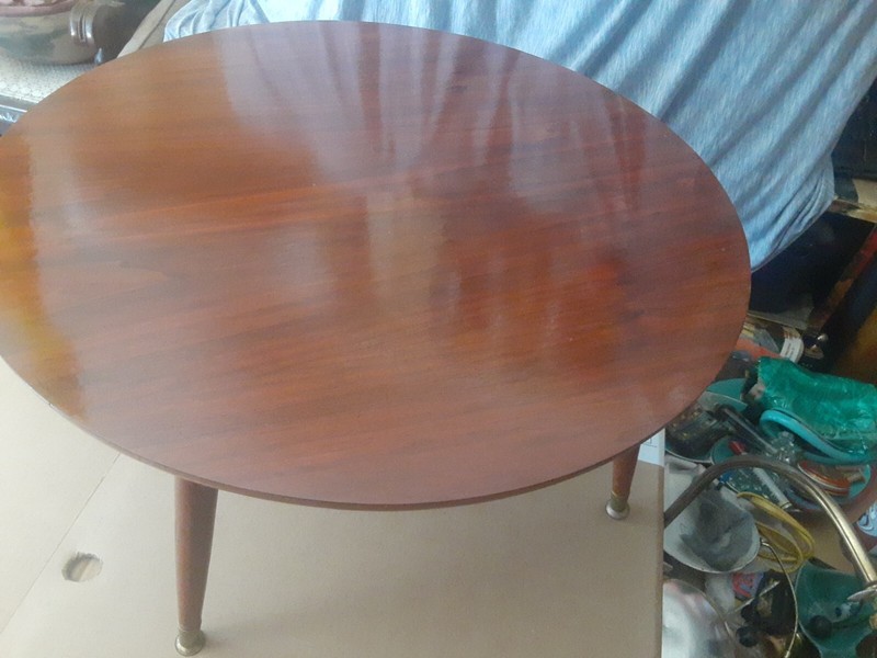 MID CENTURY MODERN 32" ROUND THIN EDGE EAMES ERA 16"T COFFEE TABLE TAPPER LEGS gallery