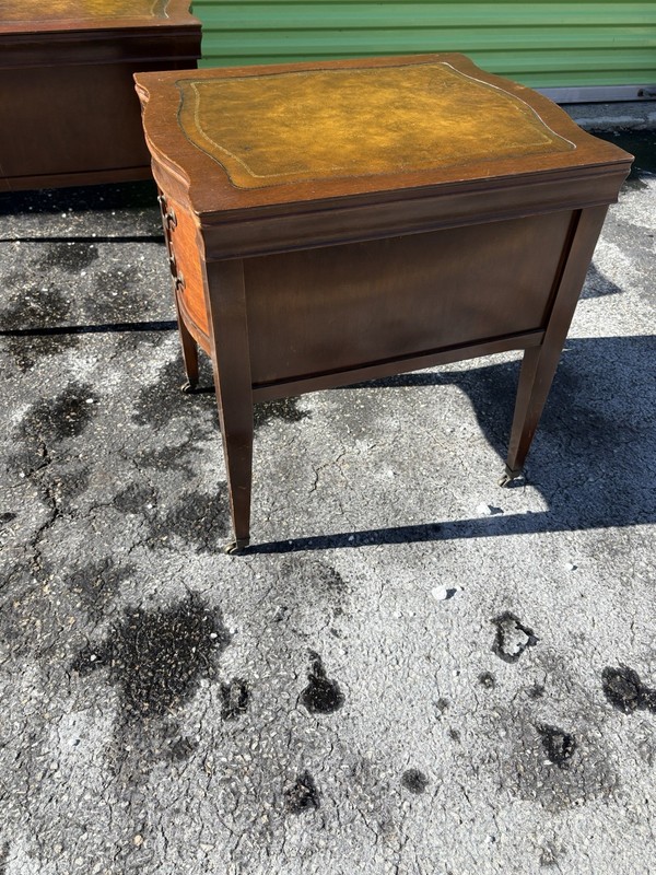 2 Antique Side Tables with Drawers On Wheels Vintage gallery