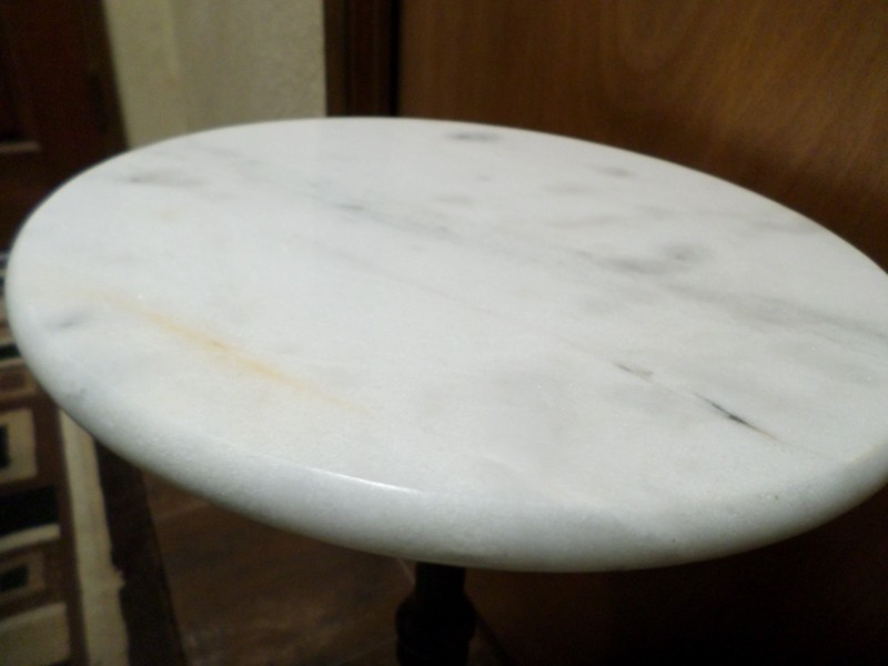 Beautiful Antique Marble & Cast-Iron Side Table/Plant Stand w/Antique Gold Trim gallery