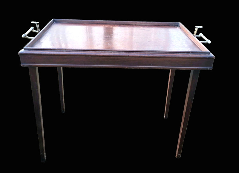 Rare R. R. Scheibe Convertible Table-Tray Nickle Brass Hardware Patented 1926