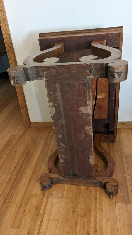 Antique Tiger Oak Desk/Table Library One drawer Bottom Shelf 42x26x31 gallery
