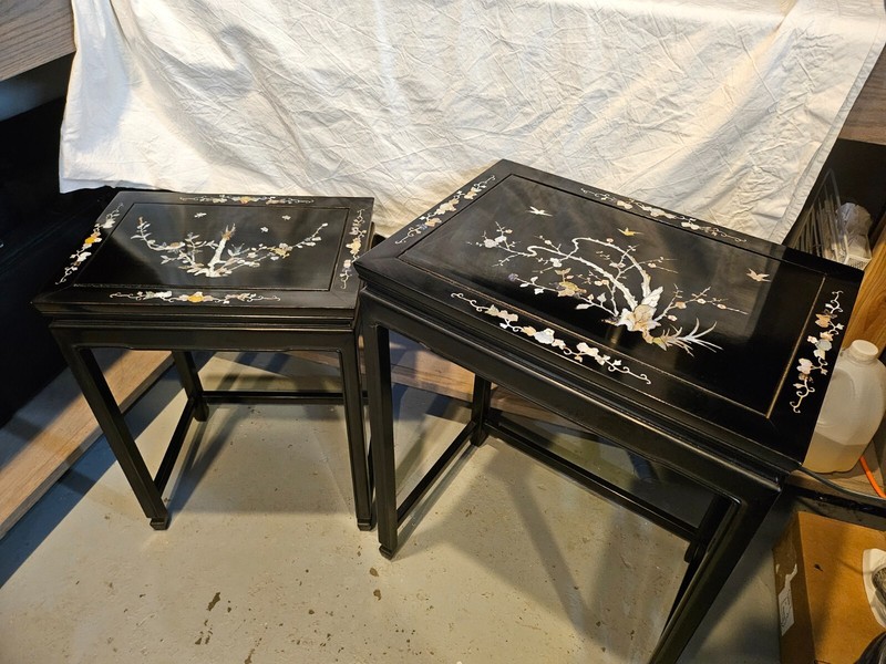 Vintage Black Nesting Tables with Mother of Pearl Inlay gallery