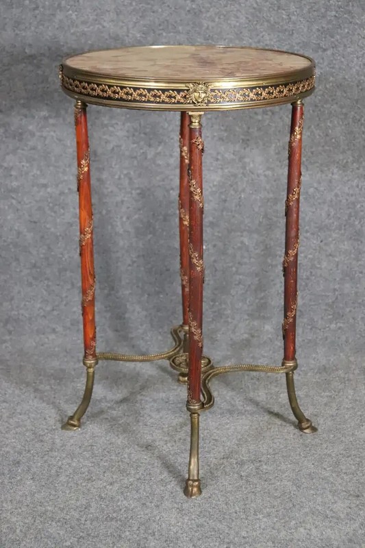 Fine Adam Weisweiler Style Bronze Mounted Breche d' Alep Marble Top Table gallery
