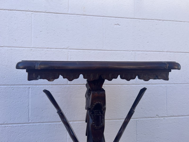 VINTAGE ORNATE WOOD CARVED DRAGON TABLE GOTHIC 43” TALL WALNUT gallery