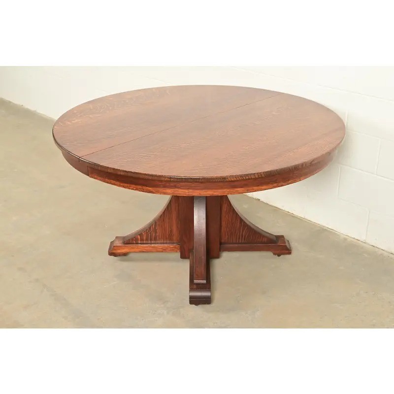Stickley Brothers Mission Oak Arts & Crafts Extension Dining Table, Circa 1910 gallery