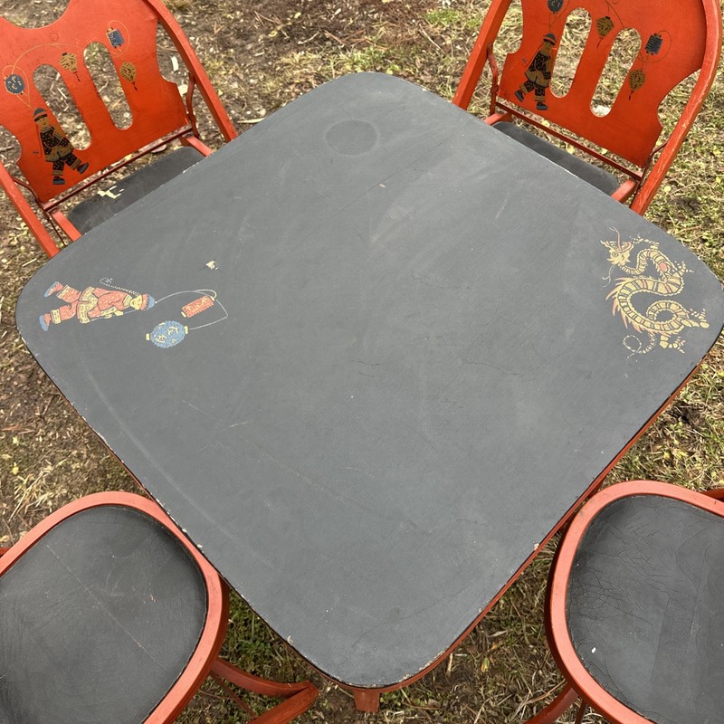 Four VINTAGE LOUIS RASTETTER THE SOLID KUMFORT FOLDING CHAIRS and Table gallery