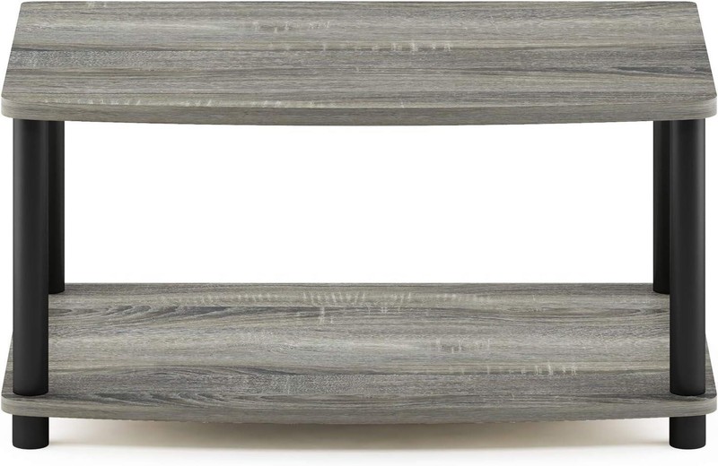 2-Tier Elevated TV Stand, French Oak Grey/Black, High Quality gallery