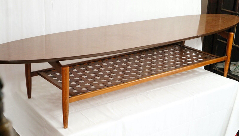 Coffee Table Mid-Century Modern Lane Surfboard Top Walnut Wood Vintage ~ Awesome gallery