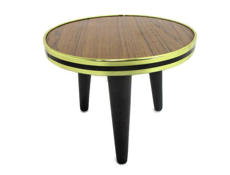 Small Vintage Tripod Coffee Side Table Mid Century Space Age Rockabilly Plant St