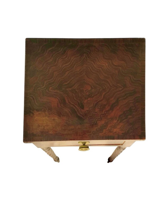 Side Table Vintage One Drawer Mahogany Wood with Spindle Leg and Brass Handle gallery